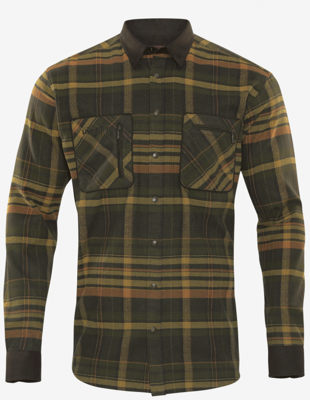 Pajala vert / marron - Chemise chaude en flanelle de Harkila 100% coton