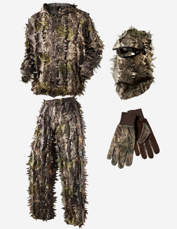Zestaw maskujący Leafy Camo 3D - bluza, spodnie, czapka, rękawiczki