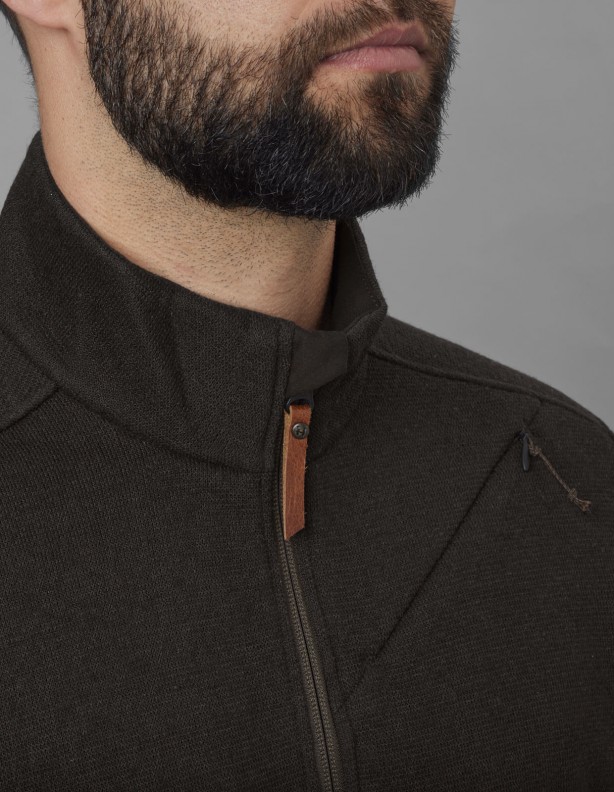 Metso half zip shadow brown - pull chaud 56% laine