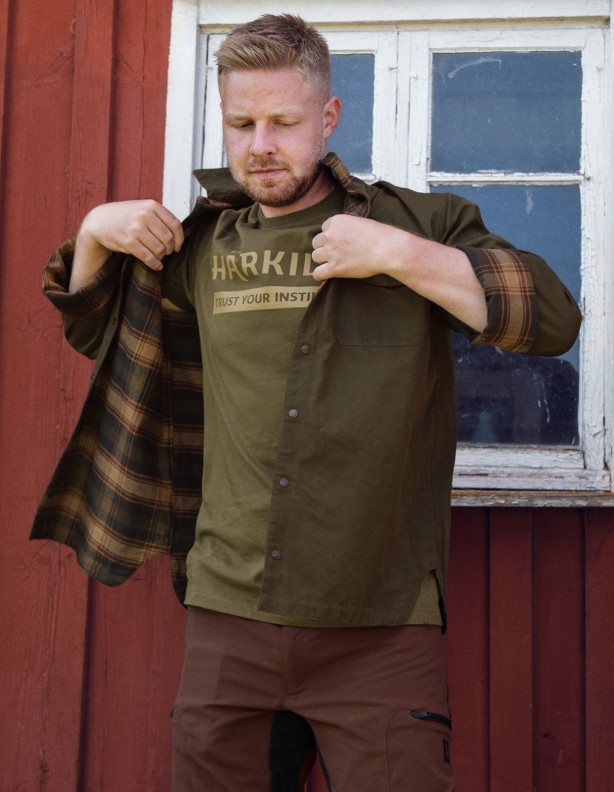 Eirik warm olive/burgundy - oboustranná košile