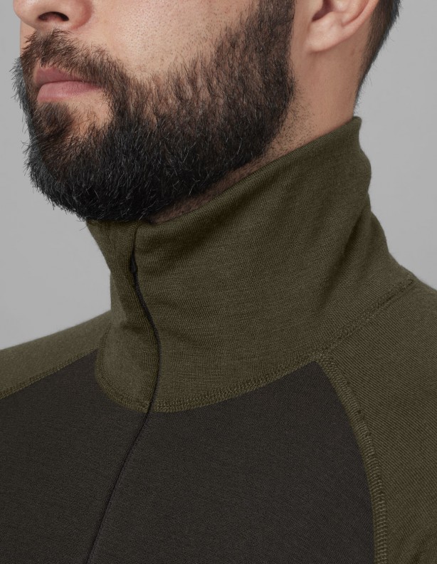 Base Warm Zip Neck - теплое белье Harkila 60% шерсть