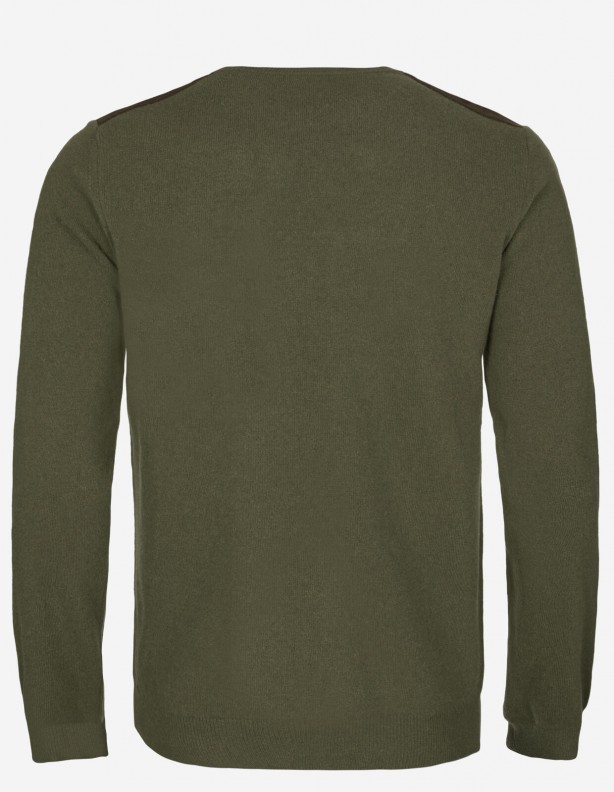 Arran Pullover oliv mit Verstärkungen - 80% Wolle