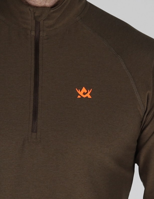 CoolDry Ms Half-Zip Moss Brown - техническая футболка с длинным рукавом
