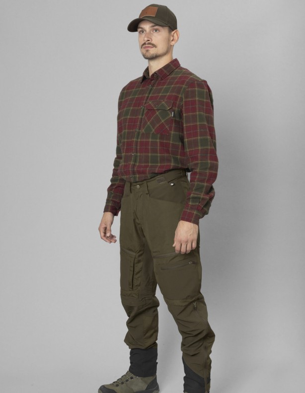 Glen Flannel red forest check - рубашка из 100% хлопка