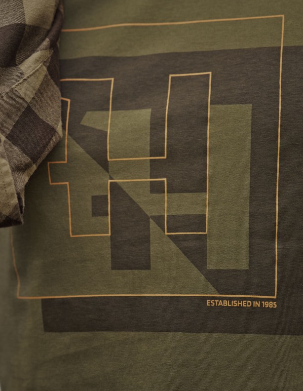 Harkila H Logo olive foncé T-shirt d'été 100% coton