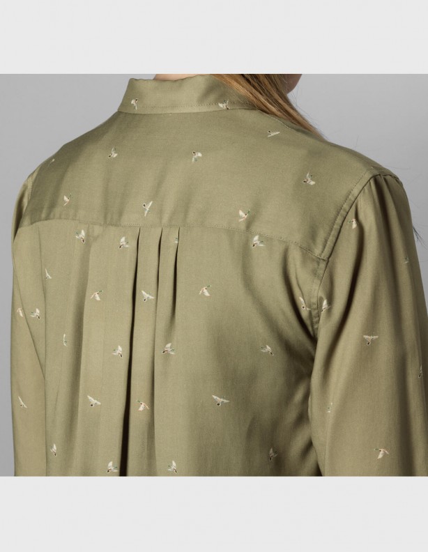 Abigail L/S dust green flying ducks koszula damska 100% lyocell