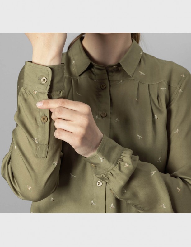 Abigail L/S por zöld repülő kacsák női ing 100% lyocell