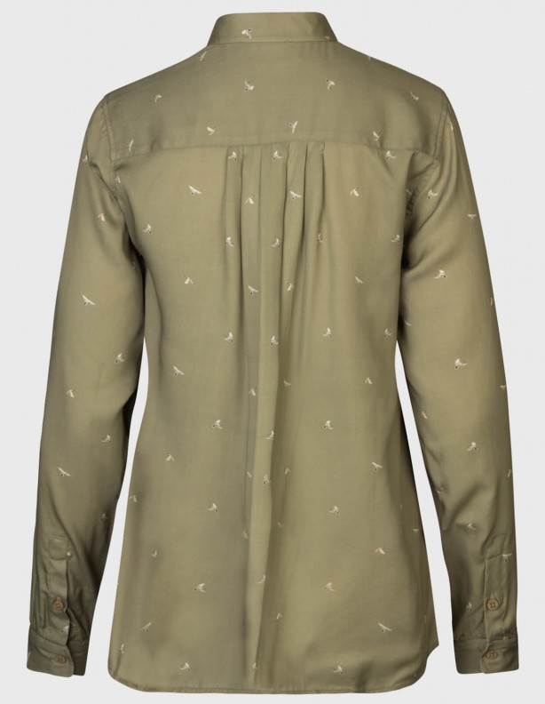 Abigail L/S dust green flying ducks dámské tričko 100% lyocell