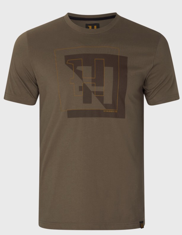 Harkila H Logo majeur t-shirt d'été marron 100% coton