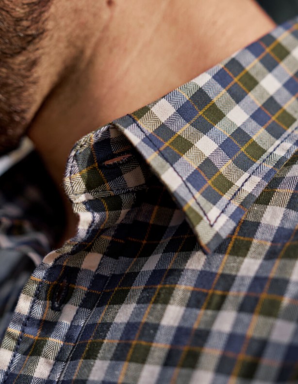 Harkila Fjell - Chemise à manches courtes à carreaux bleu marine
