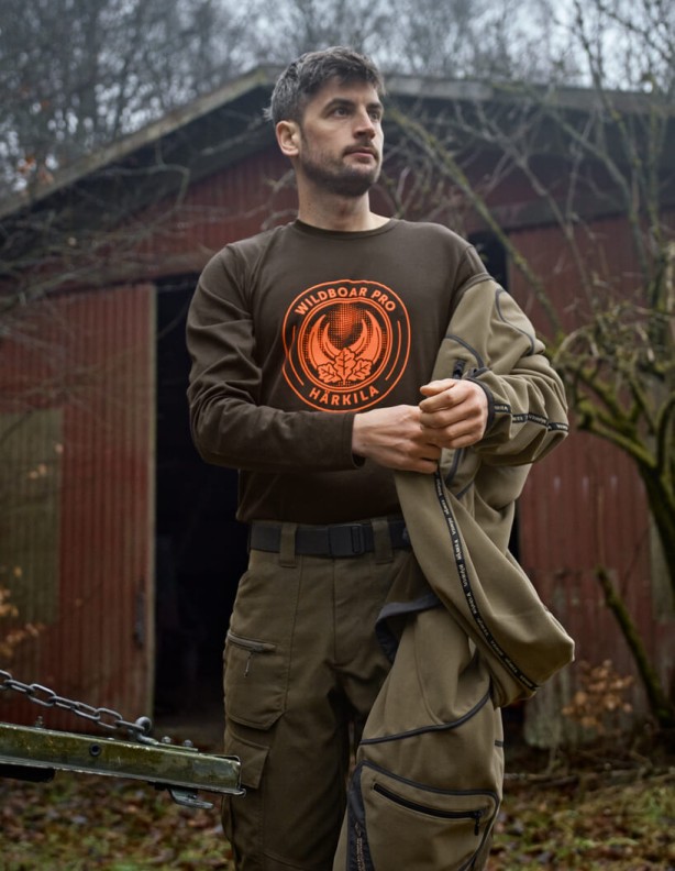Härkila Game LS Wildboar shadow brown t-shirt 80% wool