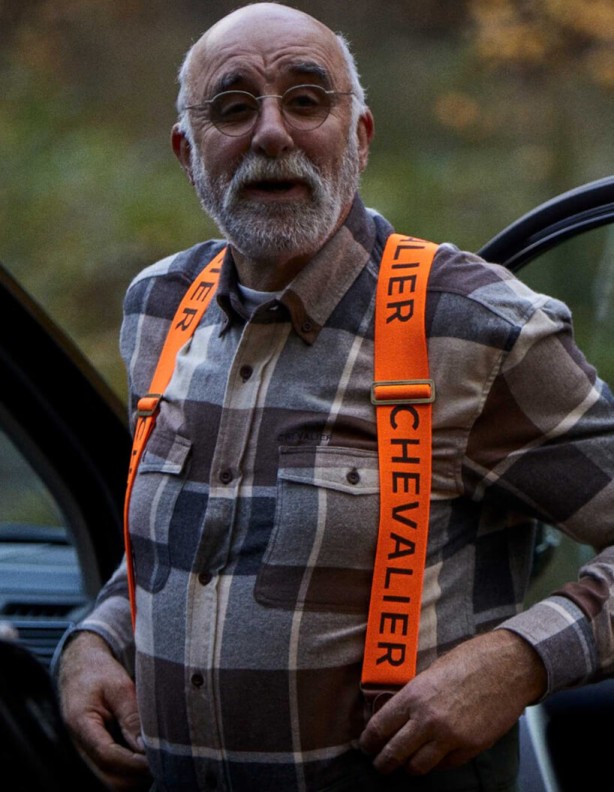 Chevalier Logo nadrágtartó narancssárga Gomb és béka nadrágtartó