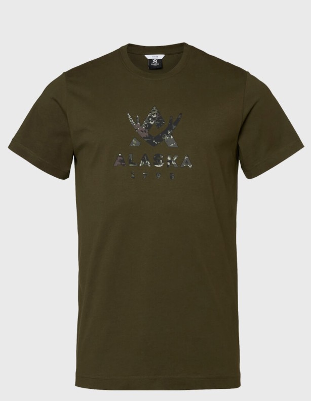 Alaska Camo Logo Ms póló Éjszakai zöld póló 100% pamut