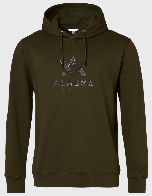 Mikina Alaska Camo Logo Ms Night Green, 100 % bavlna