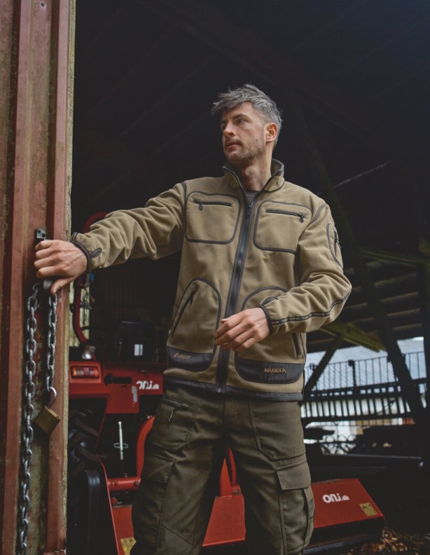 Harkila Kamko Dark antique bronze Willow green oboustranná fleecová bunda s membránou Gore-Tex