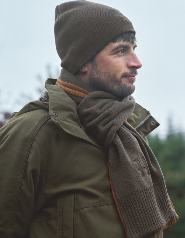 Harkila Reversible Beanie oboustranná čepice shadow brown rustique clay