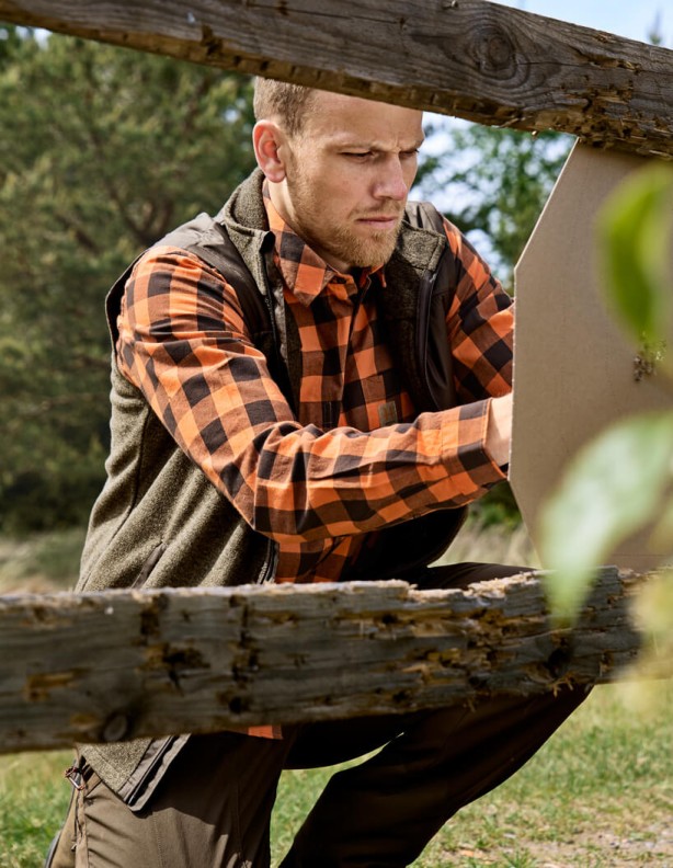 Harkila Scandinavian mandarin check shirt, 100% cotton