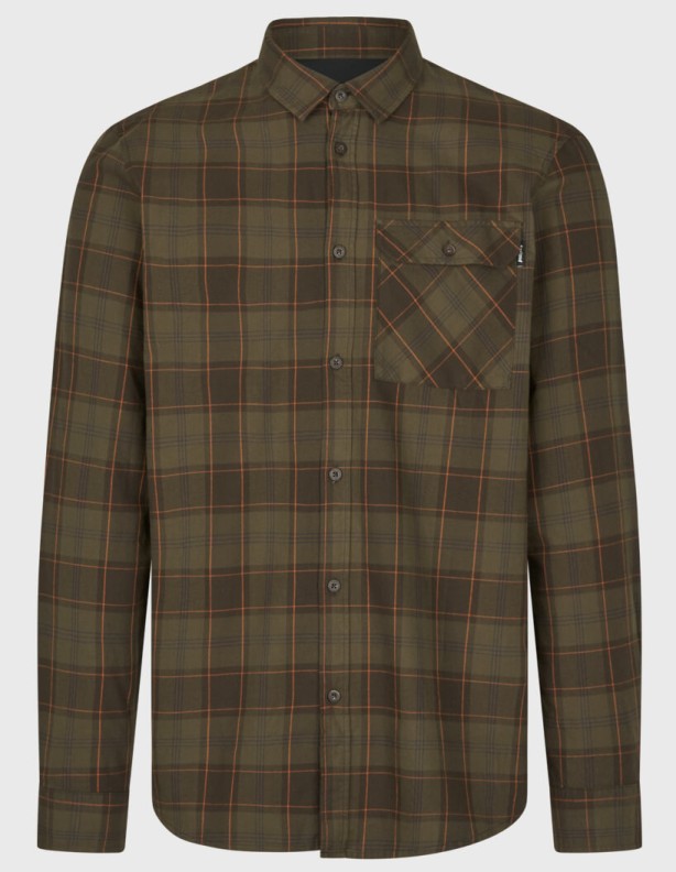 Glen Flannel pine green dark navy check košile 100% bavlna