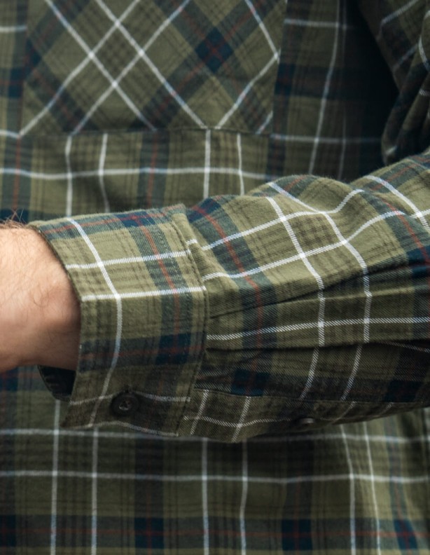 Glen Flannel Traubenblatt dunkelblau kariertes Hemd aus 100 % Baumwolle