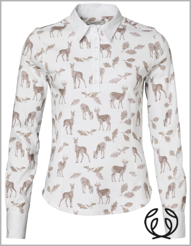 Dámská jerseyová košile Chevalier Leslie s polovičním zapínáním, Oh Deer, růžová