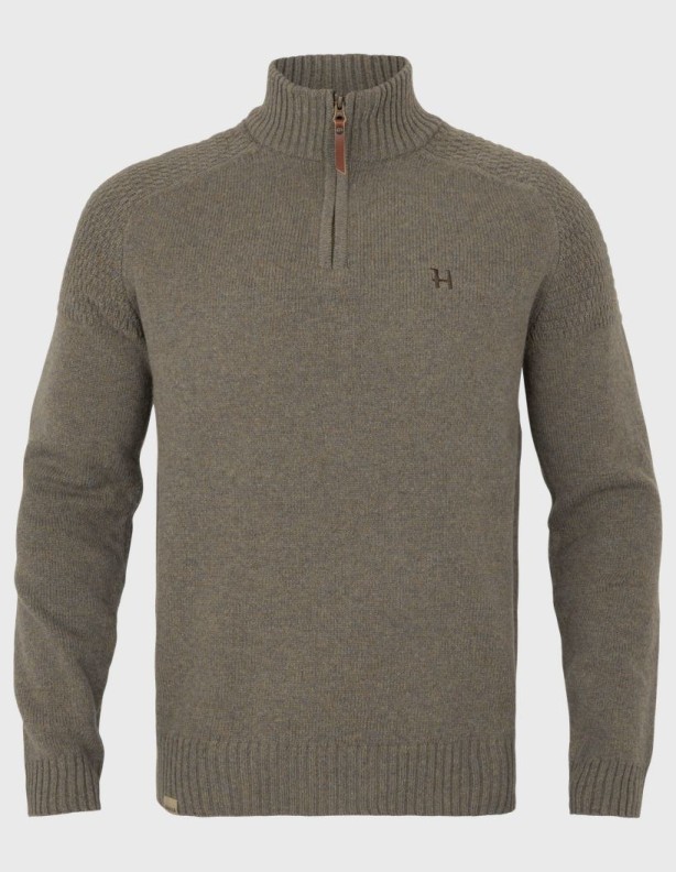 Svetr Harkila Vincent Merino Half Zip Pullover v barvě Dark sand, 100 % vlna