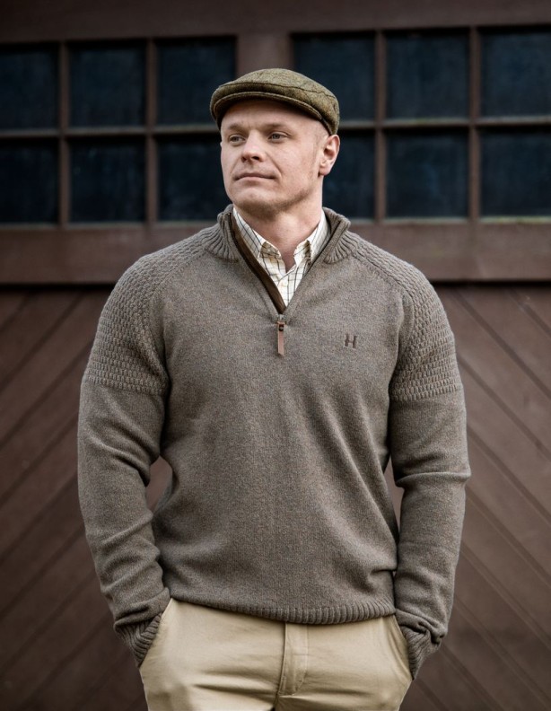Harkila Vincent Merino Half Zip Pullover Dark Sand, Pullover aus 100 % Wolle