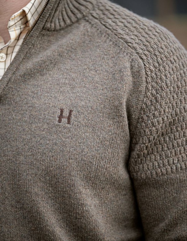 Harkila Vincent Merino Half Zip Pullover Dark Sand, Pullover aus 100 % Wolle