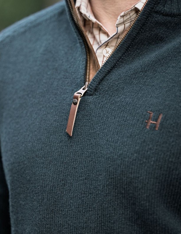 Harkila Vincent Merino Half Zip Pullover, dunkelblau, Pullover aus 100 % Wolle