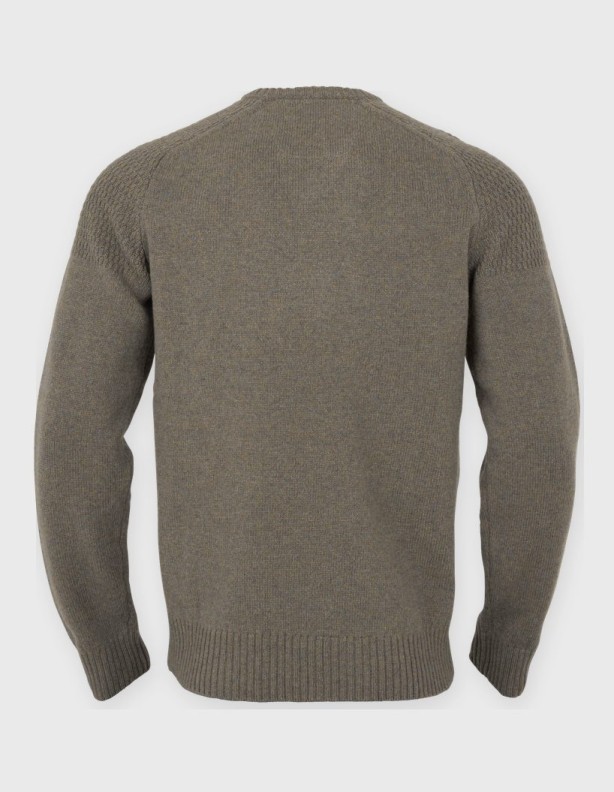 Pull à col en V Harkila Vincent Merino, couleur « Dark sand », 100 % laine