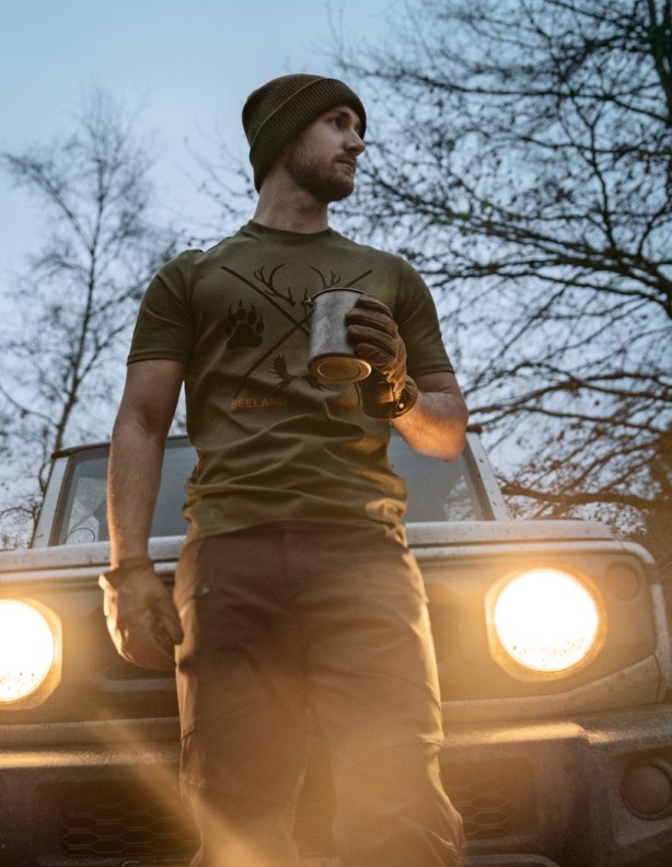 Letní tričko Seeland Big Game Hunter s motivem vinného listu, 60 % bavlna