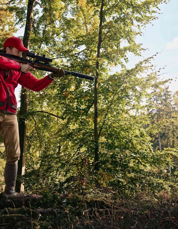 Polaire de chasse rouge Kamko Regal lors d'une sortie de chasse active