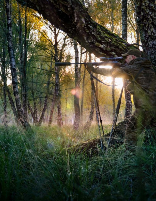 The Härkila Forest Hunter GTX Camo Jacket while hunting in the woods