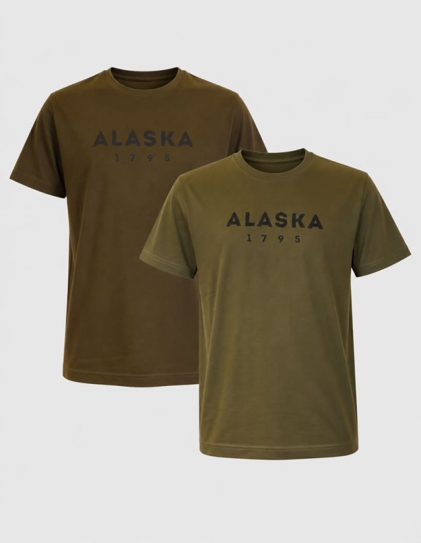 Essential Tee Ms 2-Pack Night Green-Solid Brown