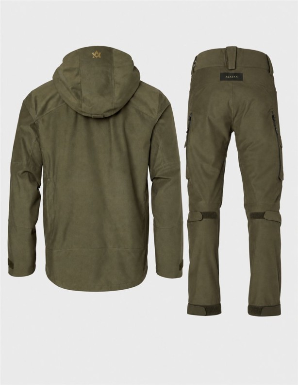 Alaska Superior Pro 2027 Solid Brown Set – jacket next to pants, back view.