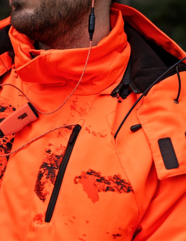 Harkila Wildboar Pro Blaze Camo Jacket - Collar and Chest Pocket