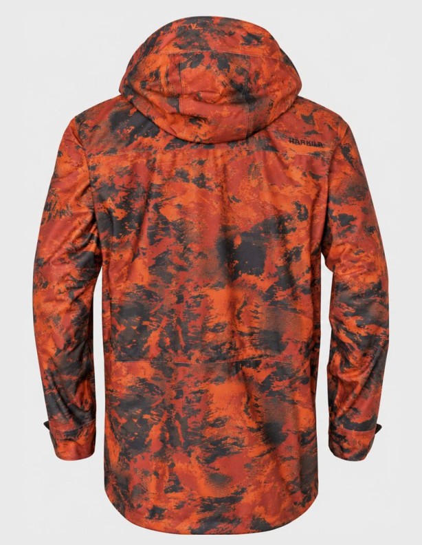Куртка Harkila Forest Hunter GTX Camo Long Autumn Orange — вид сзади.