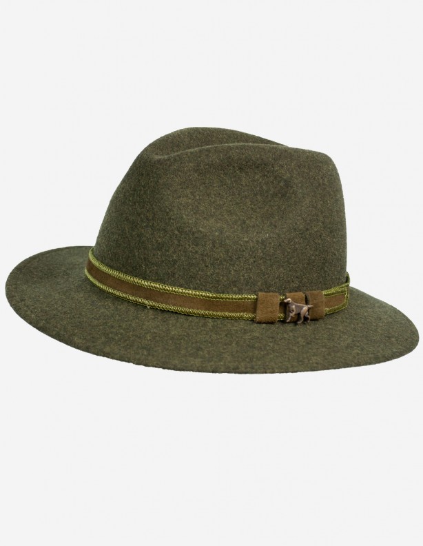 Hunting hat with dog green100% wool waterproof